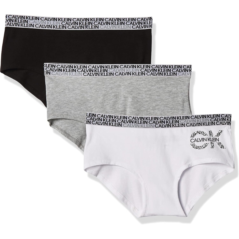 image:imageCalvin Klein Girls 3Pack Hipster Little KidsBig KidsWhiteBlackHeather