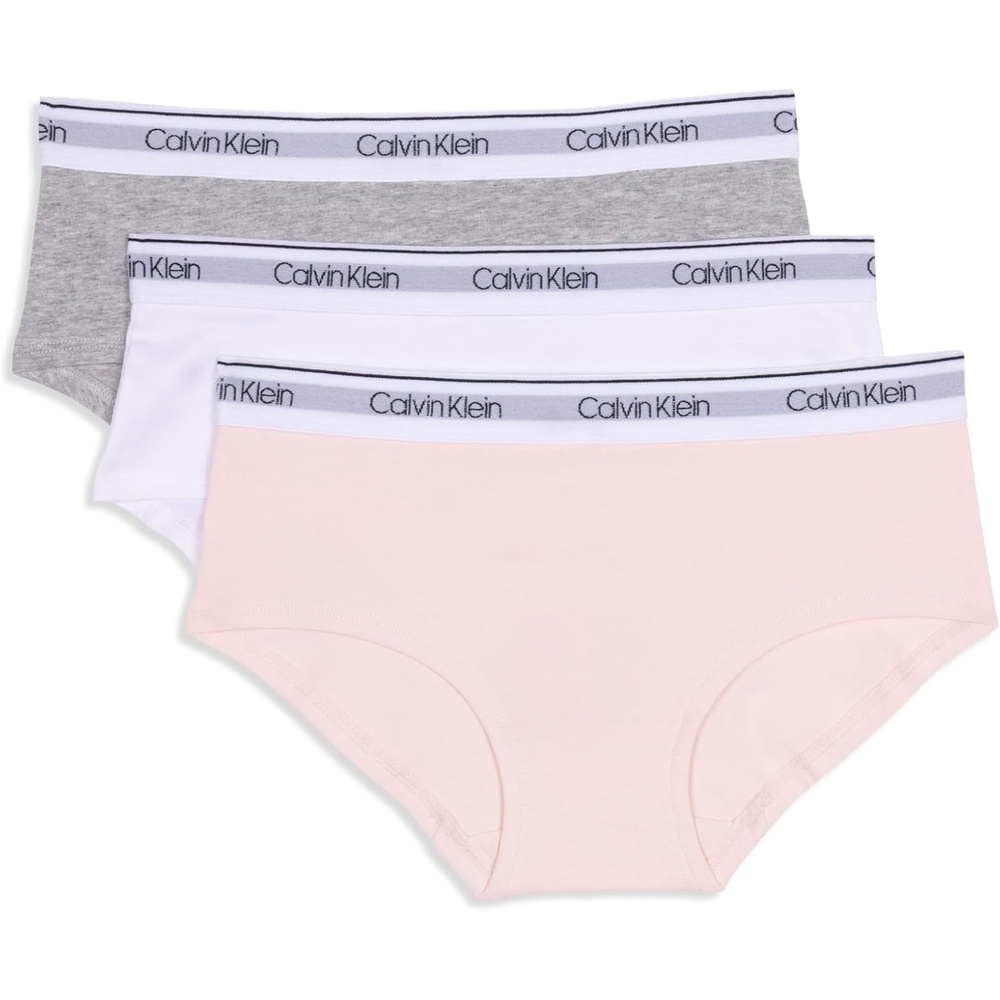 image:imageCalvin Klein Girls Hipster 3packCrystal PinkWhiteHeather Gray
