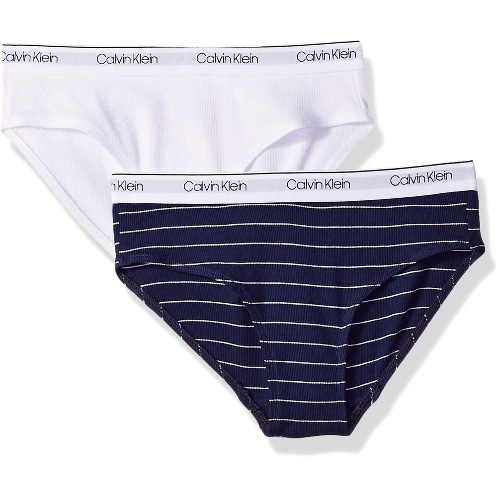 image:imageCalvin Klein Girls Modern Cotton Bikini PantyCk Navy StripeClassic White