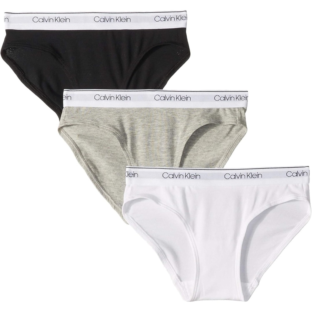 image:imageCalvin Klein Girls Modern Cotton Bikini PantyHeather GreyClassic WhiteBlack