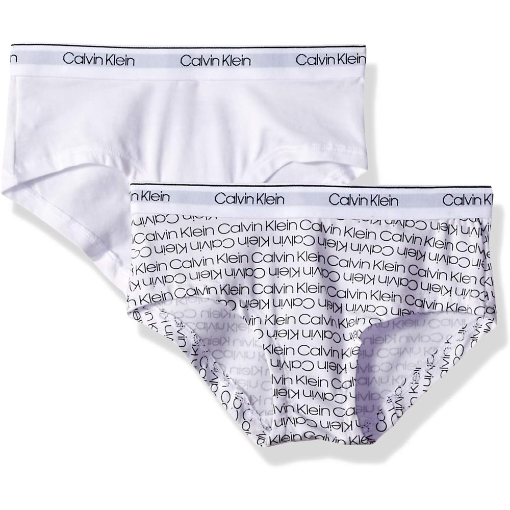 image:imageCalvin Klein Girls Modern Cotton Hipster Underwear 2packMini Black Logo  Classic White  2 Pack