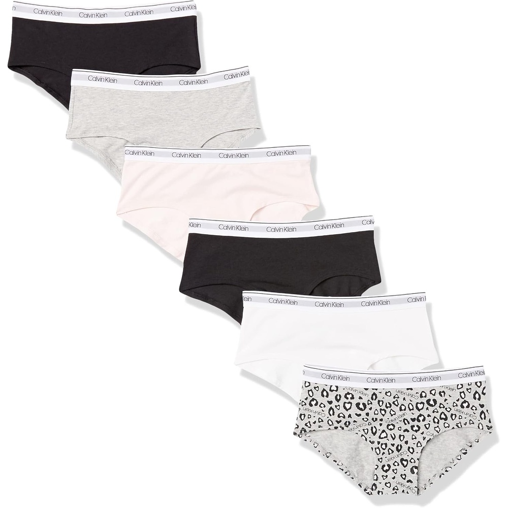 image:imageCalvin Klein Girls Soft Cotton Modal Hipster Underwear 6packLeopardHeather Pink