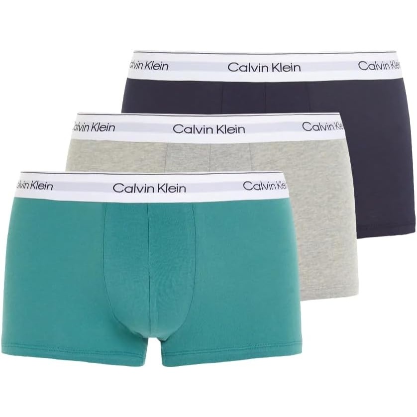 image:imageCalvin Klein Icon Cotton Stretch 3Pack Low Rise TrunksBlueGreyGreen
