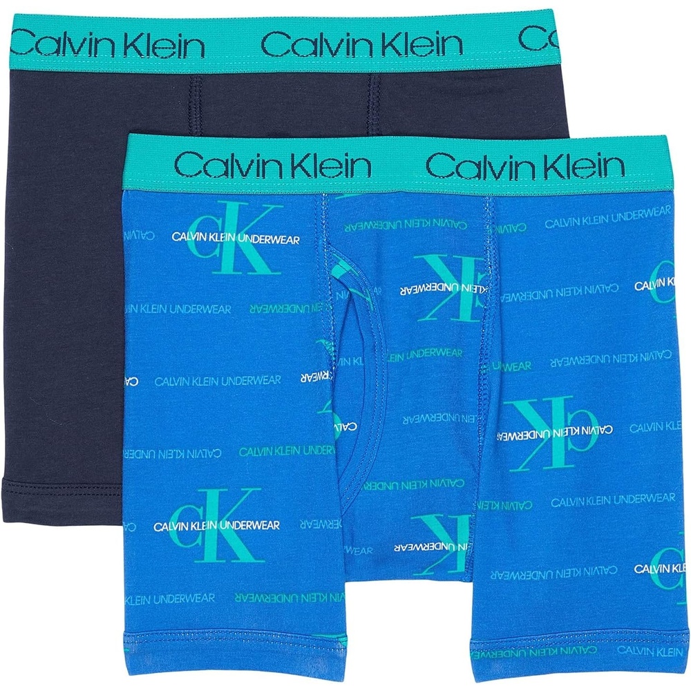 image:imageCalvin Klein Kids Boys Modern Cotton Boxer Brief Underwear 2PackBlack Iris DynastyBlue Monogram Logo