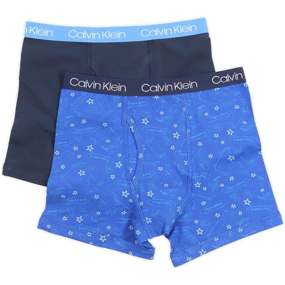 image:imageCalvin Klein Kids Boys Modern Cotton Boxer Brief Underwear 2PackBlack IrisBlue Skater