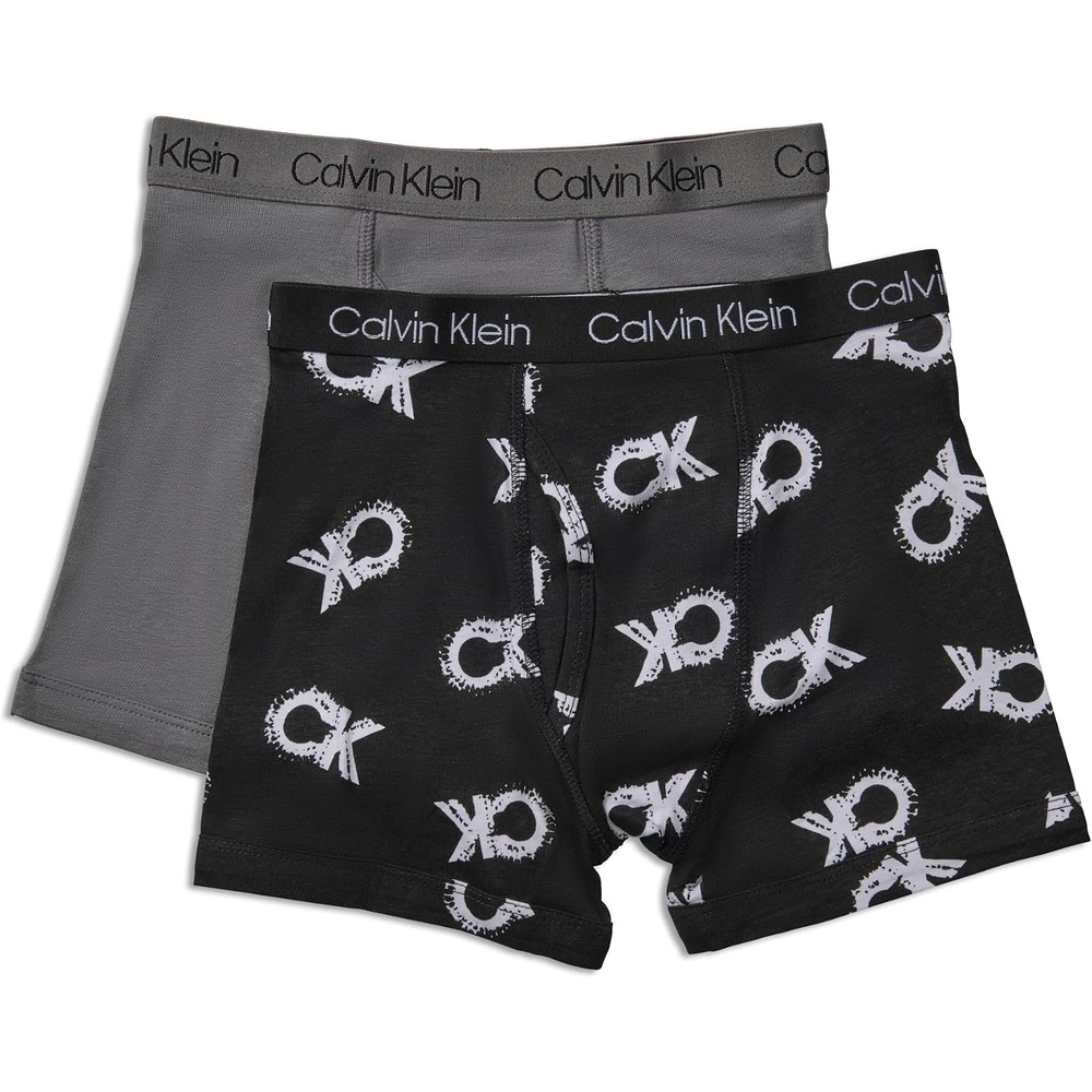image:imageCalvin Klein Kids Boys Modern Cotton Boxer Brief Underwear 2PackBlack Logo TiedyeCastle Rock