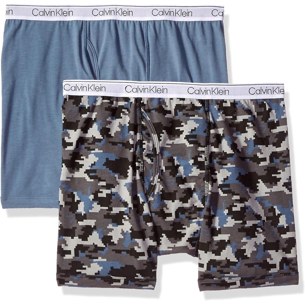 image:imageCalvin Klein Kids Boys Modern Cotton Boxer Brief Underwear 2PackBlue CamoChina Blue
