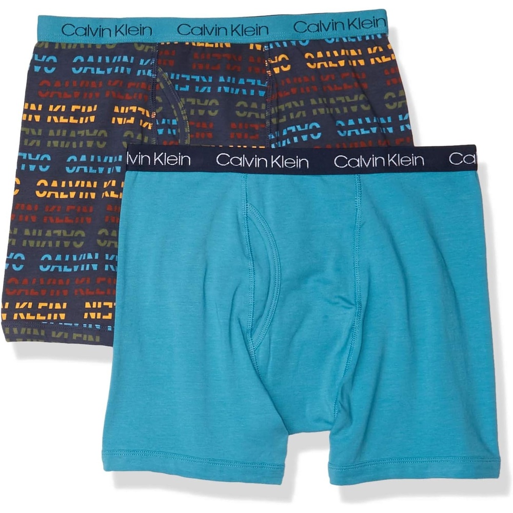 image:imageCalvin Klein Kids Boys Modern Cotton Boxer Brief Underwear 2PackBlue MoonLogo Striped Blue