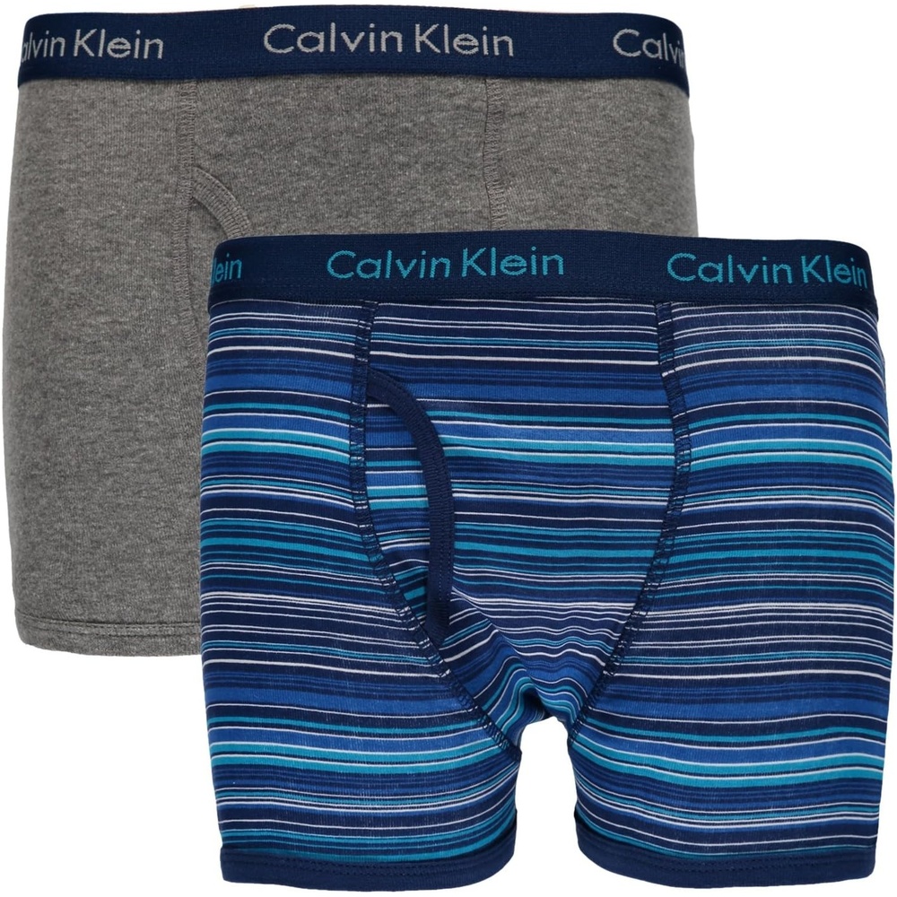 image:imageCalvin Klein Kids Boys Modern Cotton Boxer Brief Underwear 2PackDark Blue Stripe