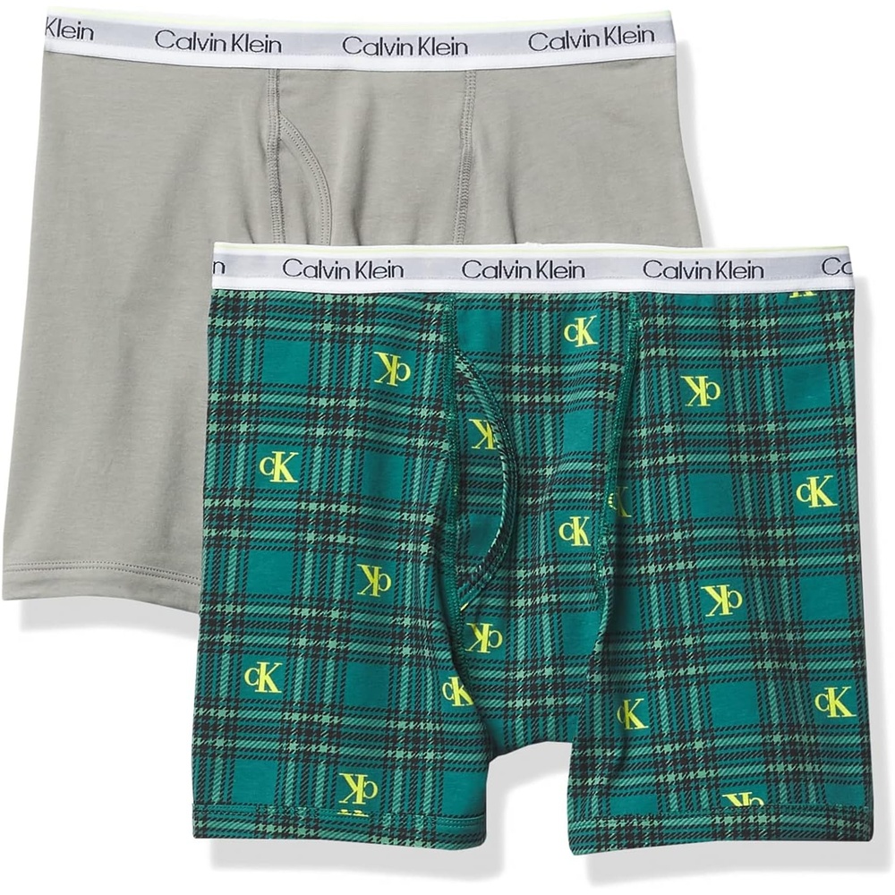 image:imageCalvin Klein Kids Boys Modern Cotton Boxer Brief Underwear 2PackGreenPlaid
