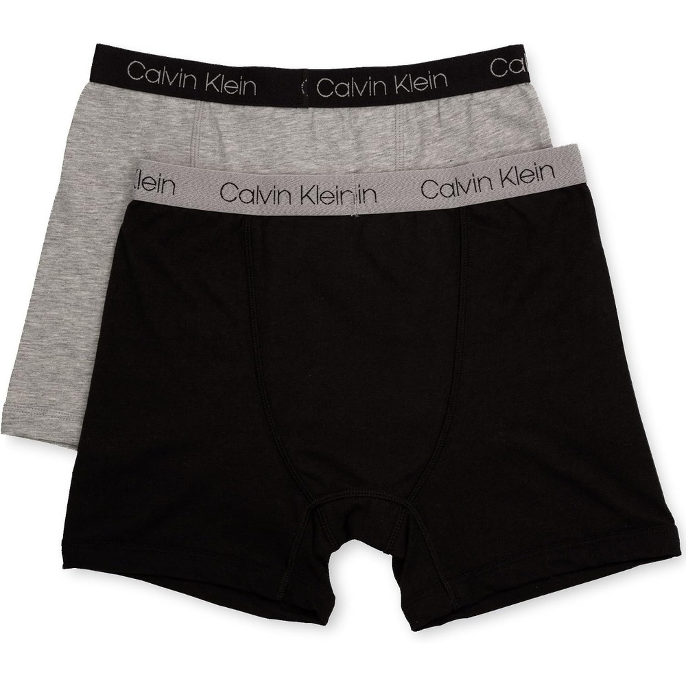image:imageCalvin Klein Kids Boys Modern Cotton Boxer Brief Underwear 2PackNew BlackHeather Grey