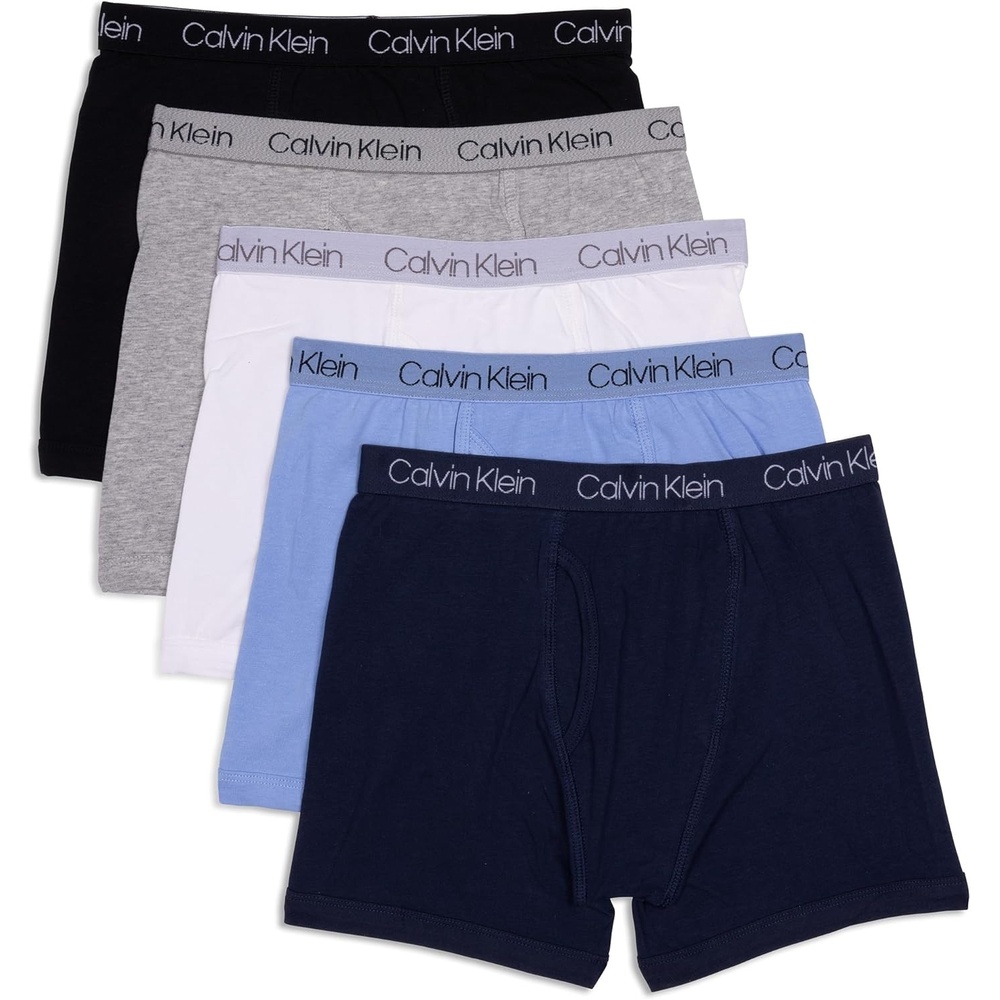 image:imageCalvin Klein Kids Boys Modern Cotton Boxer Brief Underwear 5PackBlackGreyWhiteIndigoNavy