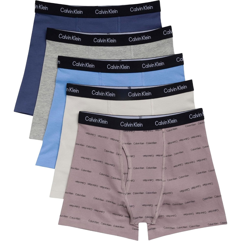 image:imageCalvin Klein Kids Boys Modern Cotton Boxer Brief Underwear 5PackDusted LogoBlue DescentHeather GrayBlue IndigoMoonbeam