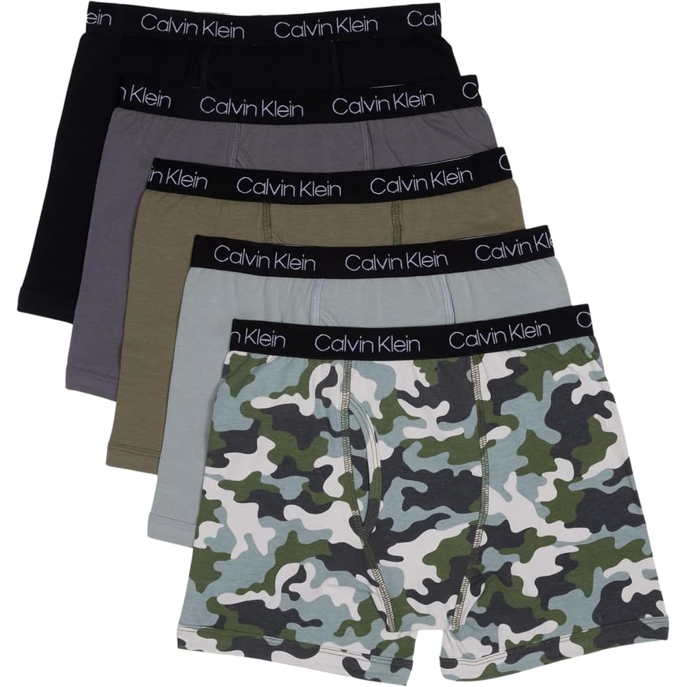 image:imageCalvin Klein Kids Boys Modern Cotton Boxer Brief Underwear 5PackOlivine CampSlate GreyHeather GreyMagnetBlack Arch