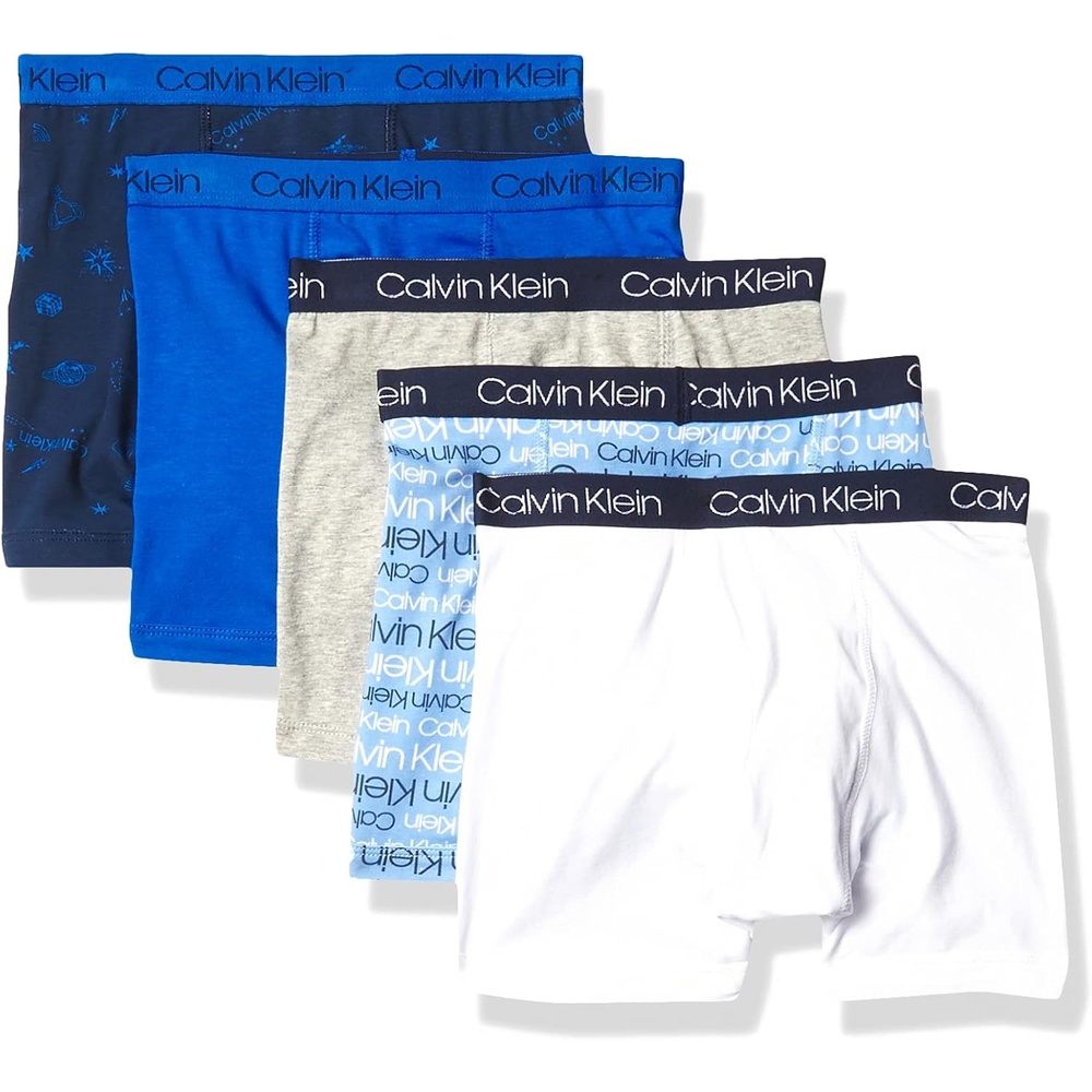 image:imageCalvin Klein Kids Boys Modern Cotton Boxer Brief Underwear 5PackWhiteCk LogoGreyCkBlue