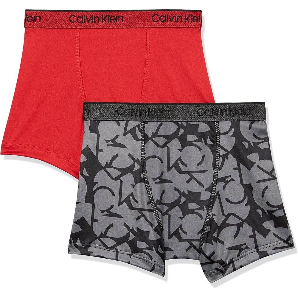 image:imageCalvin Klein Kids Boys Performance Boxer Brief Underwear 2PackBlack Ck FractureBerry Sangria