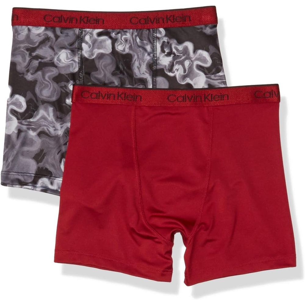 image:imageCalvin Klein Kids Boys Performance Boxer Brief Underwear 2PackEmber BlazeGrey Air