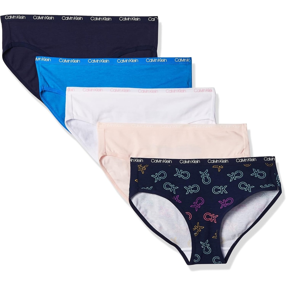 image:imageCalvin Klein Kids Girls Modern Cotton Bikini Underwear 5PackFrench BlueCrystal PnnkCk RainbowWhiteSymphony