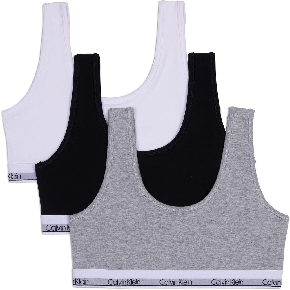 image:imageCalvin Klein Kids Girls Modern Cotton Bralette 3PackHeather GreyBlackWhite