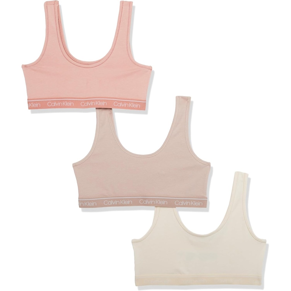 image:imageCalvin Klein Kids Girls Modern Cotton Bralette 3PackNudeRose DawnHoney