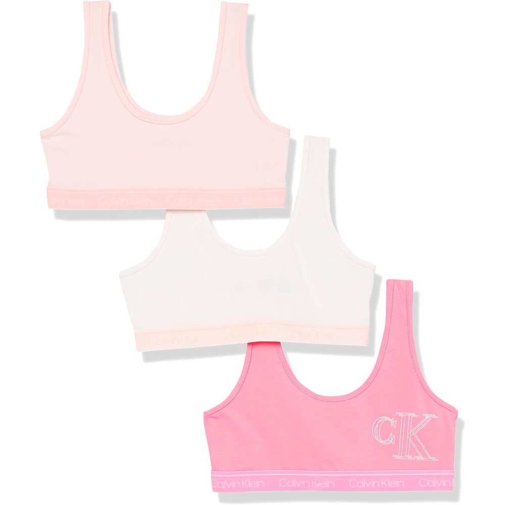 image:imageCalvin Klein Kids Girls Modern Cotton Bralette 3PackSachet PinkCrystal PinkVanilla