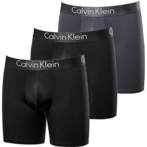 image:imageCalvin Klein Mens 3 Pack Chromatic Microfiber Boxer Briefs BlackGreyBlack Medium