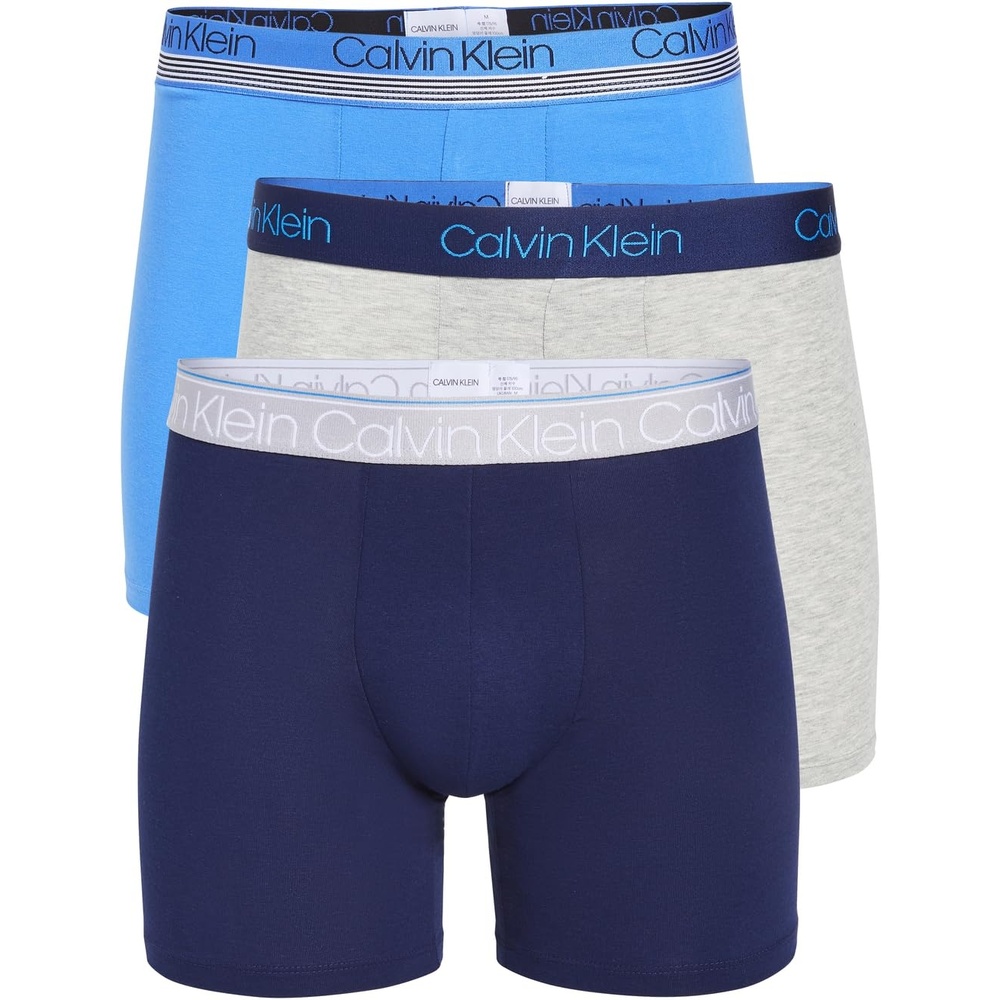image:imageCalvin Klein Mens Body Modal Boxer Briefs 3PackNew Navy  Grey Heather  Deep Sky Blue