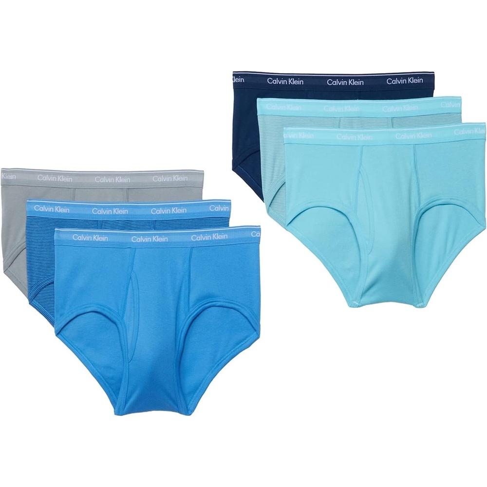 image:imageCalvin Klein Mens Cotton Classics 5Pack BriefLake Crest Blue  Copenhagen Blue Stripe  Copenhagen Blue  Silk Blue Stripe  Silk Blue  Blue Marin