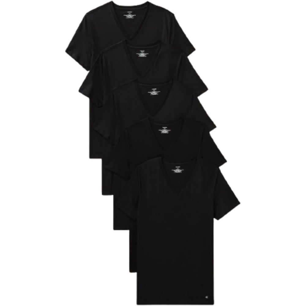 image:imageCalvin Klein Mens Cotton Classics 5Pack Undershirts5 Black Vneck