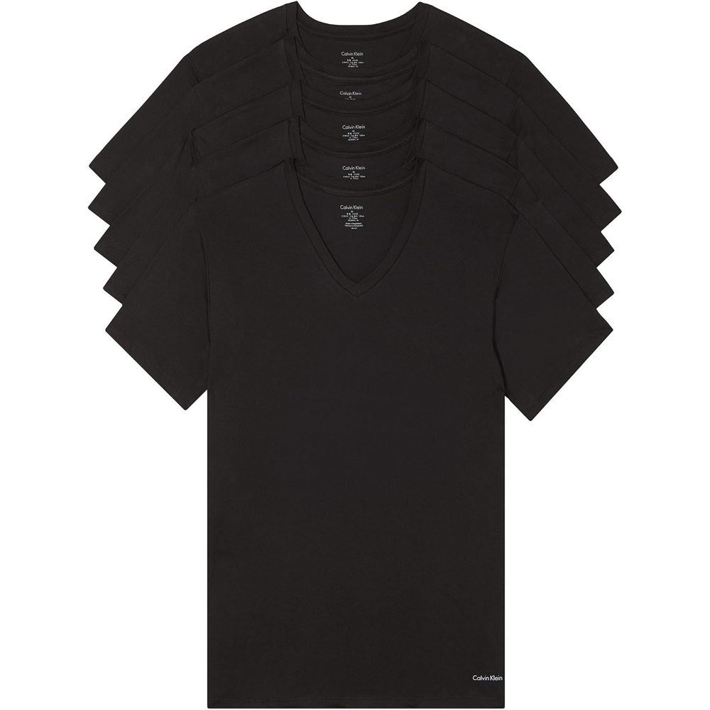 image:imageCalvin Klein Mens Cotton Classics 5Pack Undershirts5 Classic Black Vneck