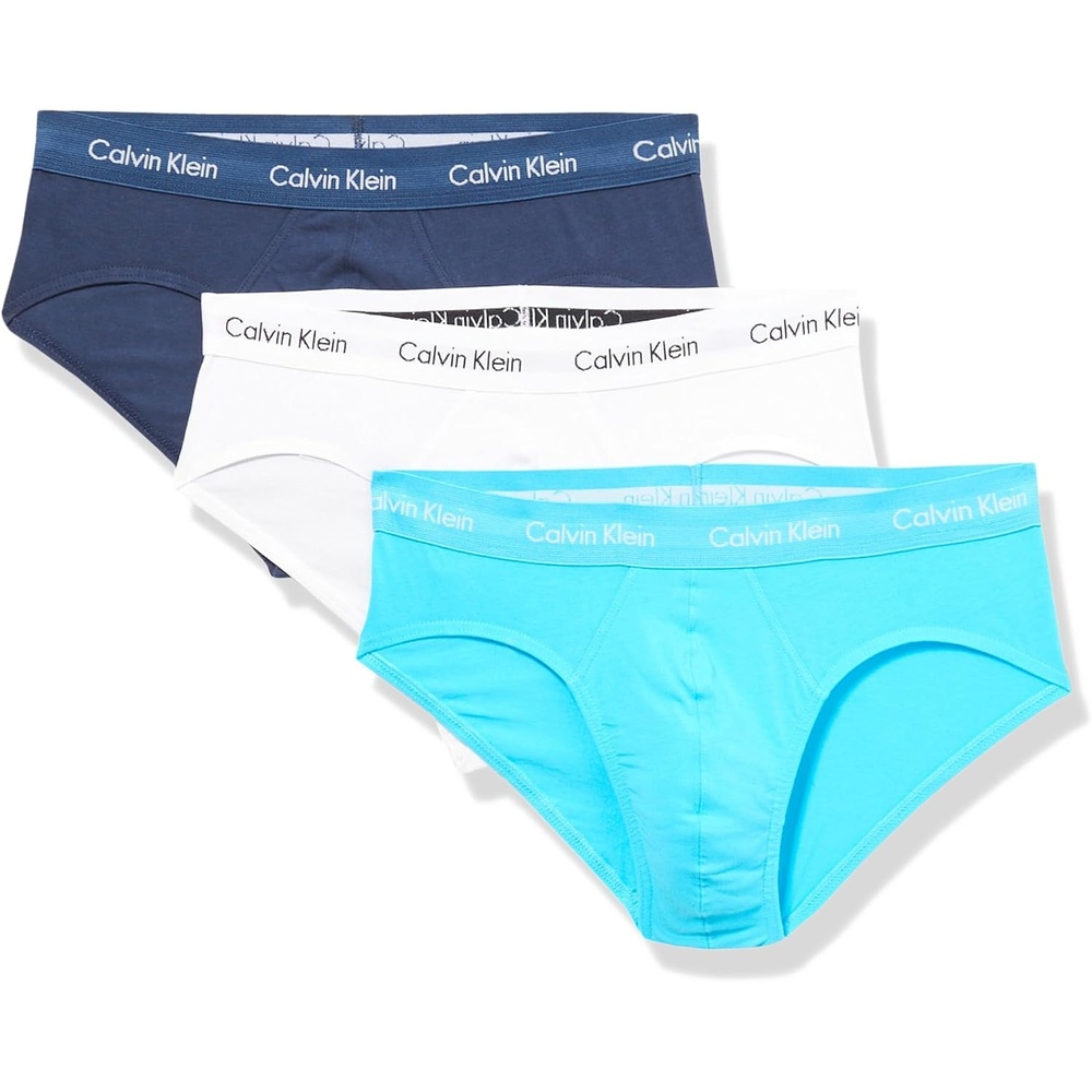 image:imageCalvin Klein Mens Cotton Stretch 3Pack BriefSpellbound  White  Blue Atoll