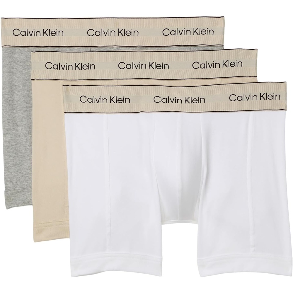 image:imageCalvin Klein Mens Pima Cotton 3pack Boxer BriefOyster Gray  Grey Heather  White
