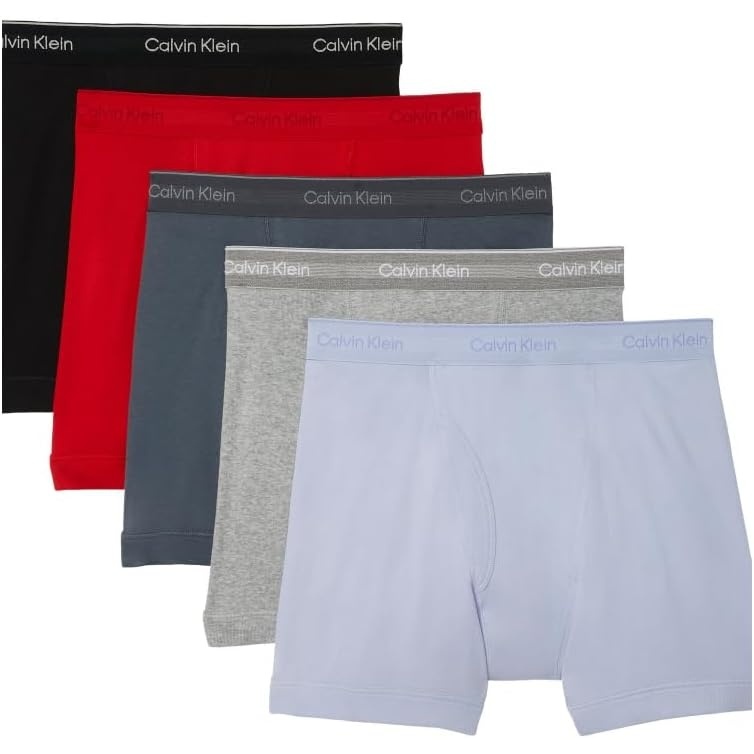 image:imageCalvin Klein Mens Underwear Cotton Classics 5pack Boxer BriefBlack  Turbulence  Adrenaline Rush  Grey Heather  Casual Blue