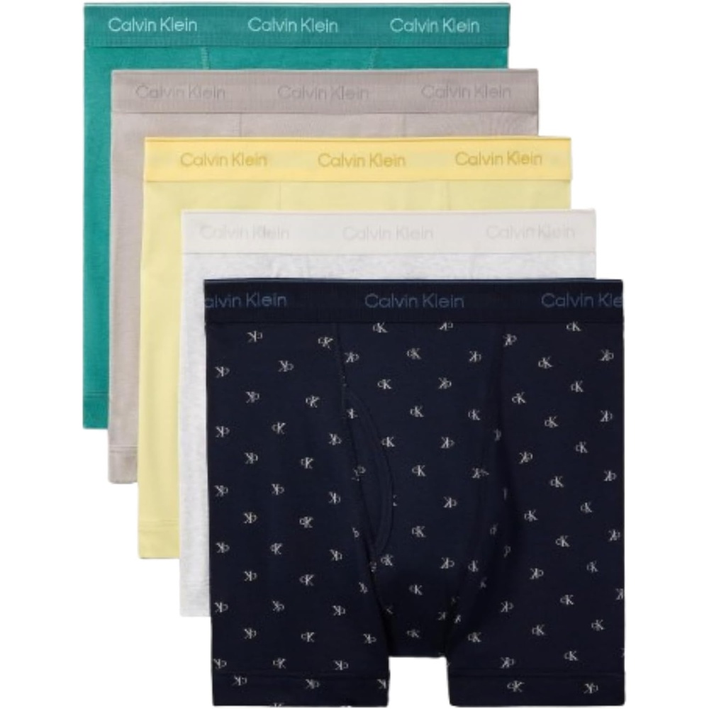 image:imageCalvin Klein Mens Underwear Cotton Classics 5pack Boxer BriefLivley Teal  Ck Logo  Garden Gold  Snow Heather  Ash