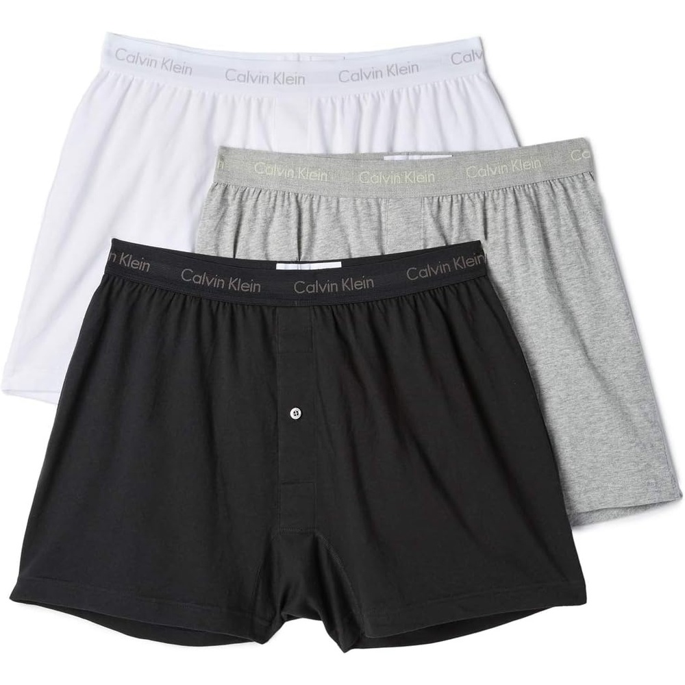 image:imageCalvin Klein Mens Underwear Cotton Multipack Knit BoxersWhiteBlackGrey