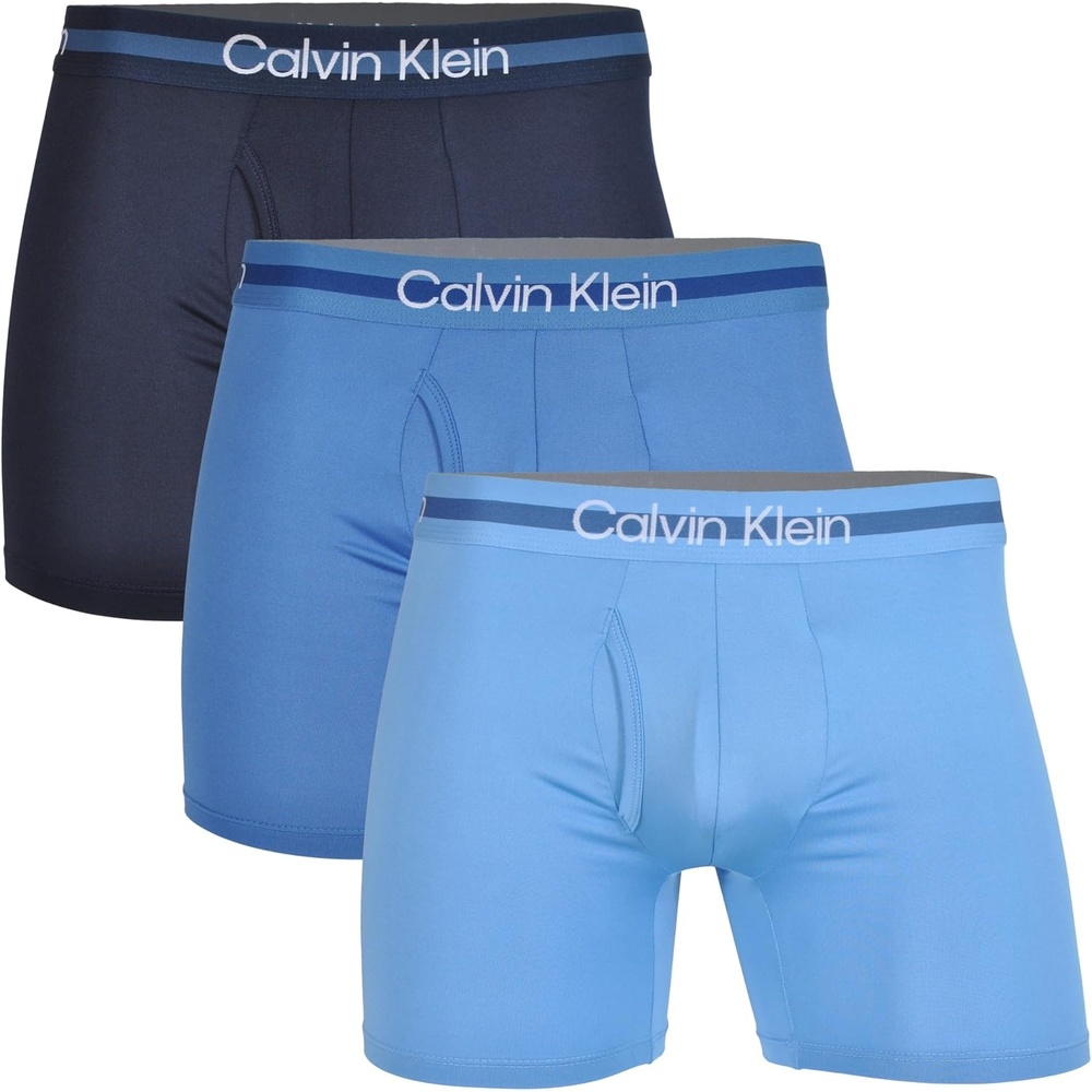 image:imageCalvin Klein Refined Microfiber Stretch 3Pack Boxer BriefsShorelineDelftSilver Lake Blue