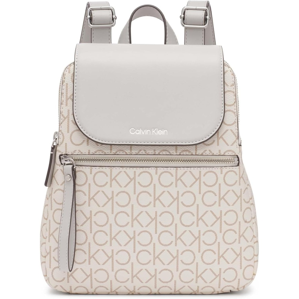 image:imageCalvin Klein Reyna Signature Key Item Flap Backpack BrownKhakiBlack One SizeVanillaKhakiDove