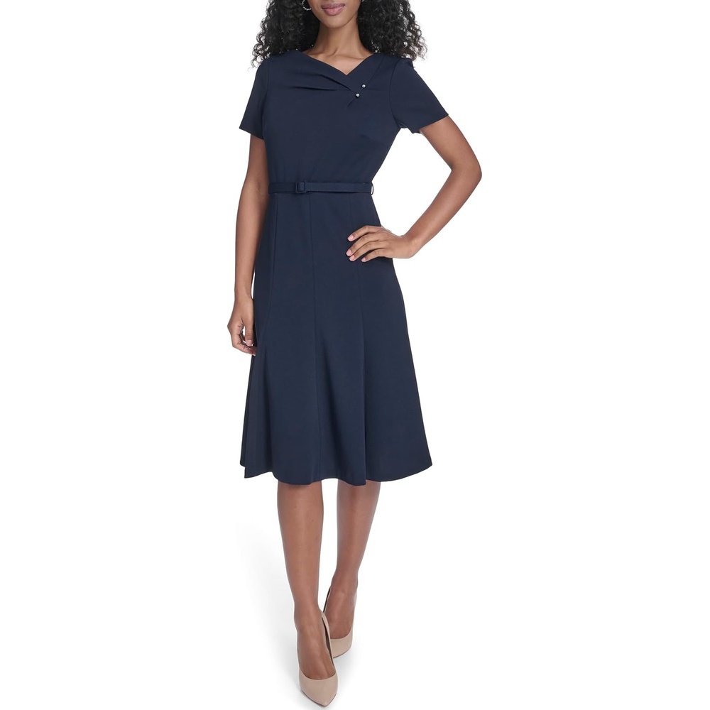 image:imageCalvin Klein Short Sleeve Belted AlineIndigo