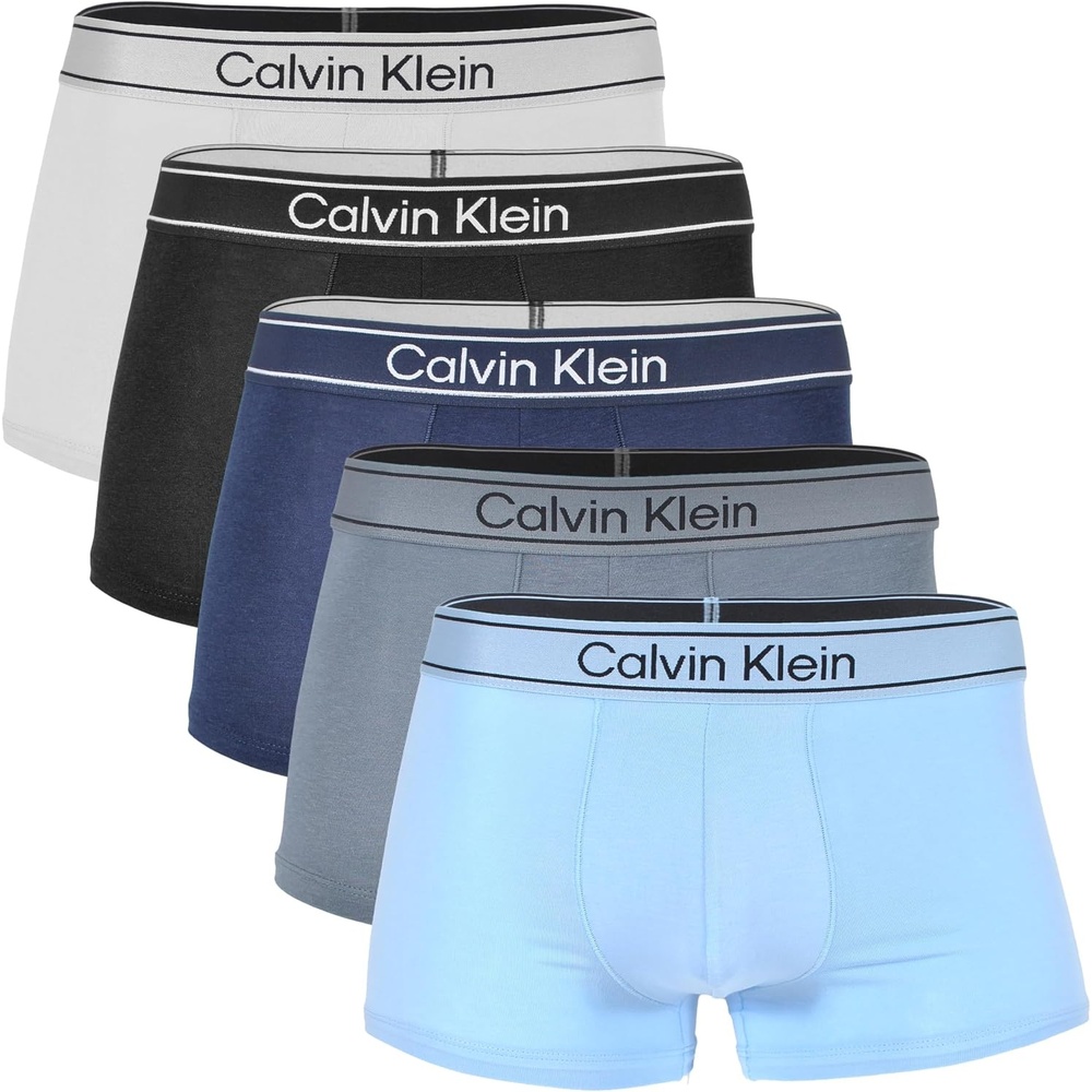 image:imageCalvin Klein The Ultimate Comfort 5Pack Low Rise TrunkBlack Turbulence High Rise Shoreline Blue Bell