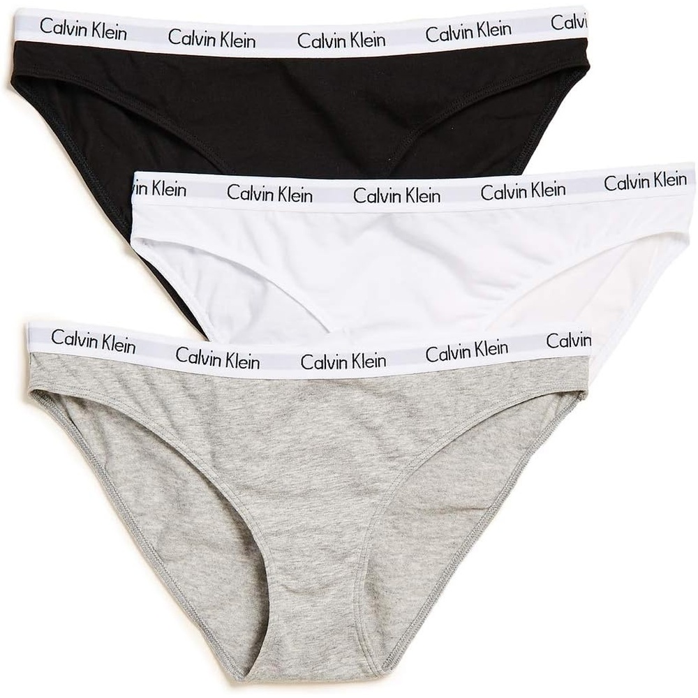 image:imageCalvin Klein Womens 3 Pack Carousel Bikini Panty BlackWhiteGrey Large