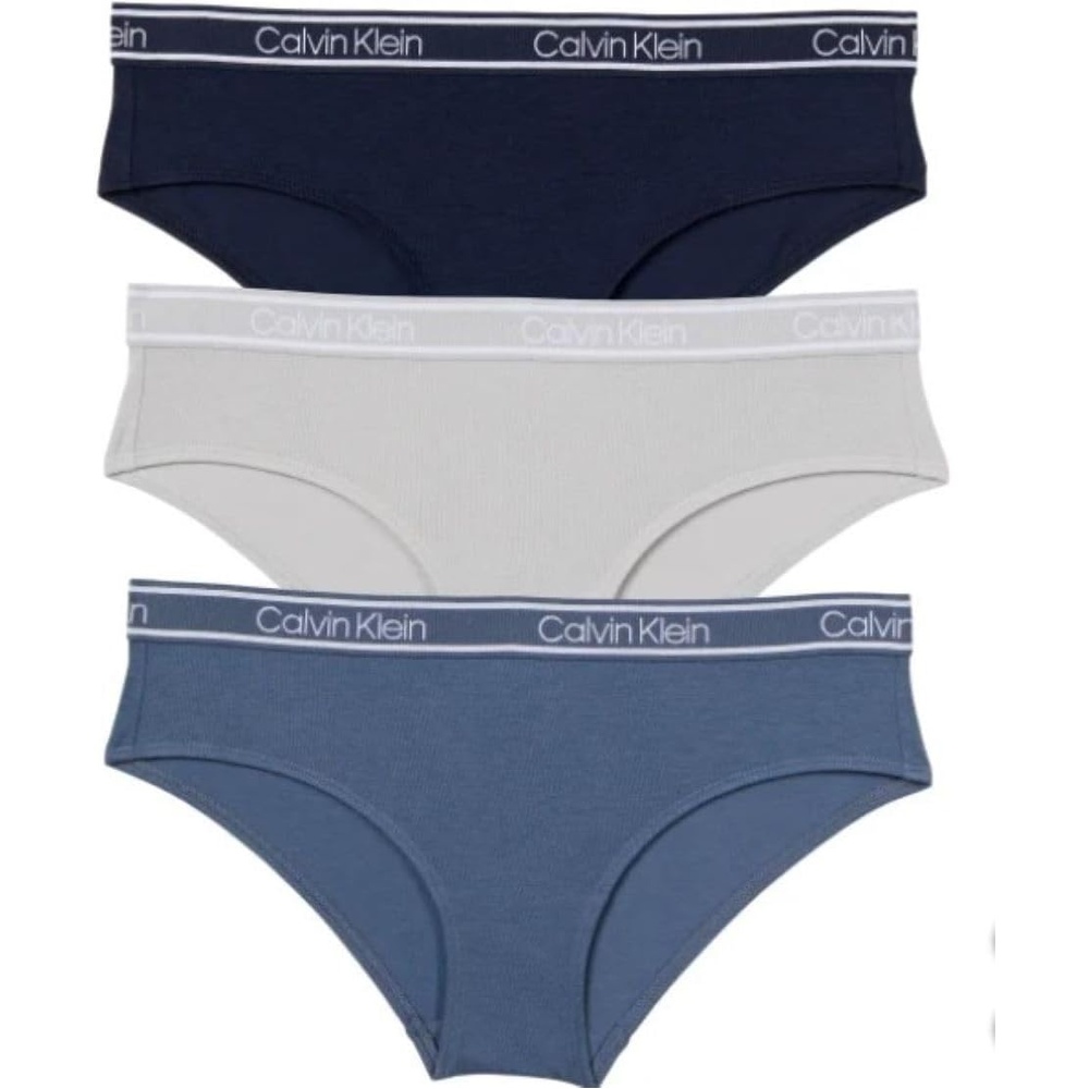 image:imageCalvin Klein Womens 3 Pack Stretch HipsterShorelineGrey Multi Blue
