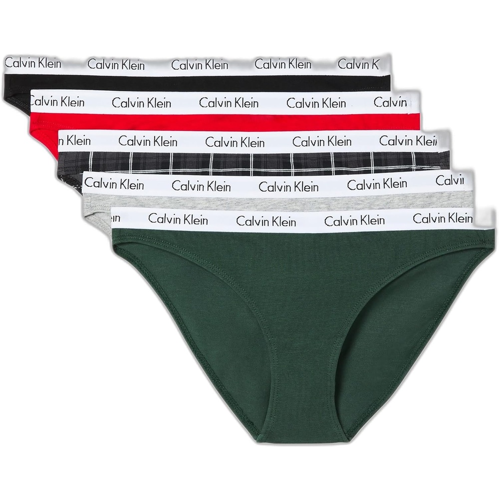 image:imageCalvin Klein Womens 5 Pack Carousel Bikini PantyBlackKelly GreenGrey HeatherObsessDunn Plaid Black