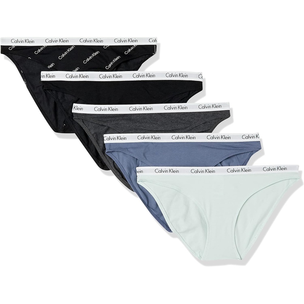 image:imageCalvin Klein Womens 5 Pack Carousel Bikini PantyBlackScorched DenimDragon FlyCharcoal HtrDiagonal Logo Black