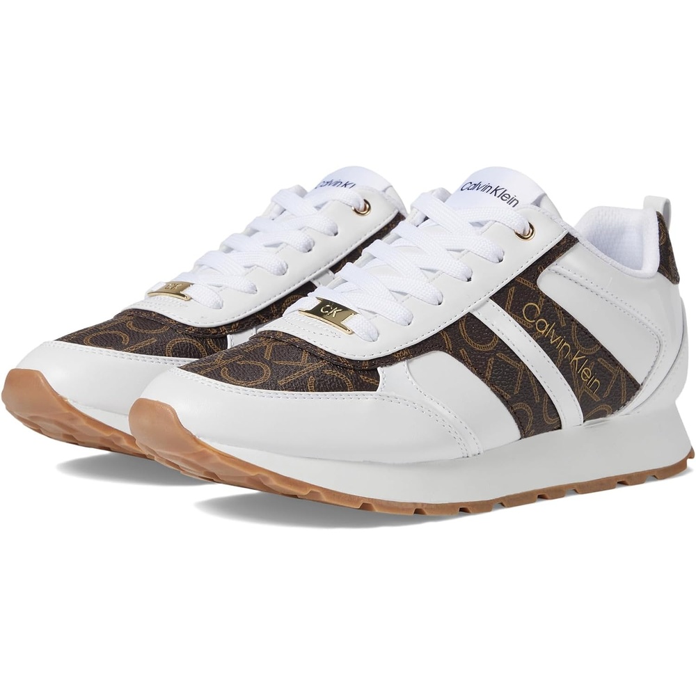image:imageCalvin Klein Womens Carlla SneakerWhiteDark Brown Logo