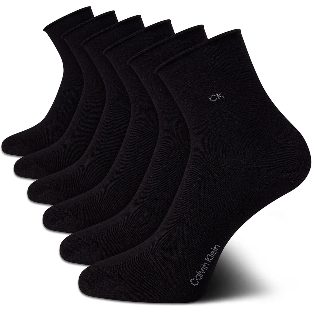 image:imageCalvin Klein Womens Crew Socks  6 Pack Casual Calf Length Soft Cotton Blend Roll Cuff Mini Crew Dress Socks for WomenAll Black