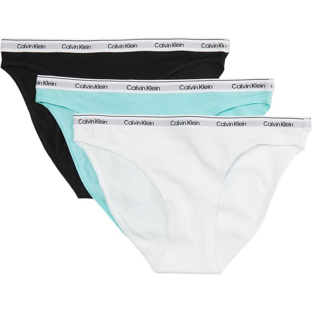 image:imageCalvin Klein Womens Modern Logo Bikini 3packBlackBeau BlueClassic White