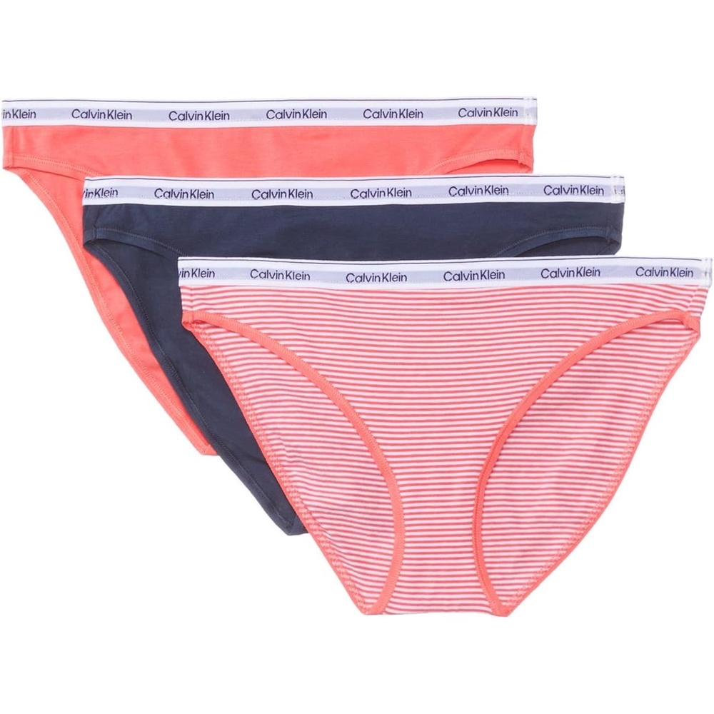 image:imageCalvin Klein Womens Modern Logo Bikini 3packSpeakeasyCalypso CoralSophie Stripecalypso Coral