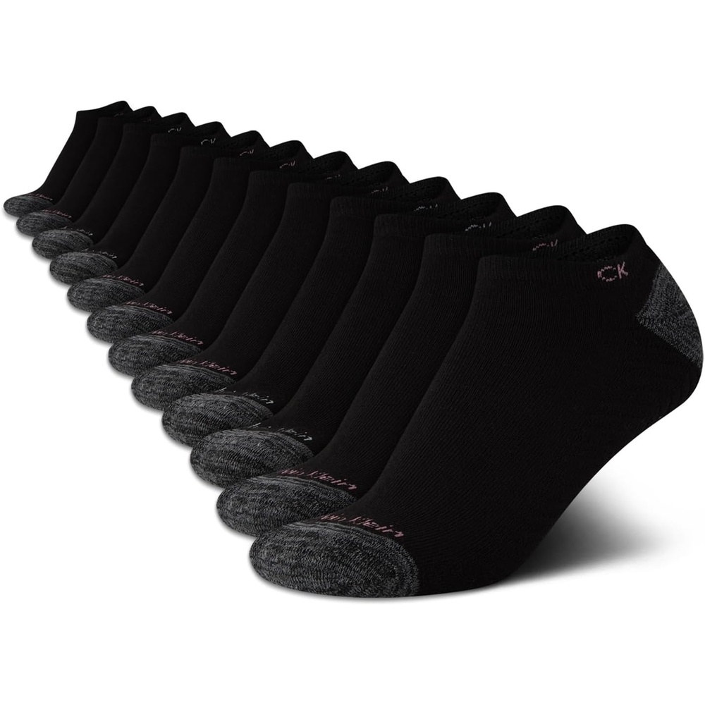 image:imageCalvin Klein Womens No Show Socks  12 Pack Breathable Cushioned Athletic Performance Low Cut Running Socks for WomenBlack