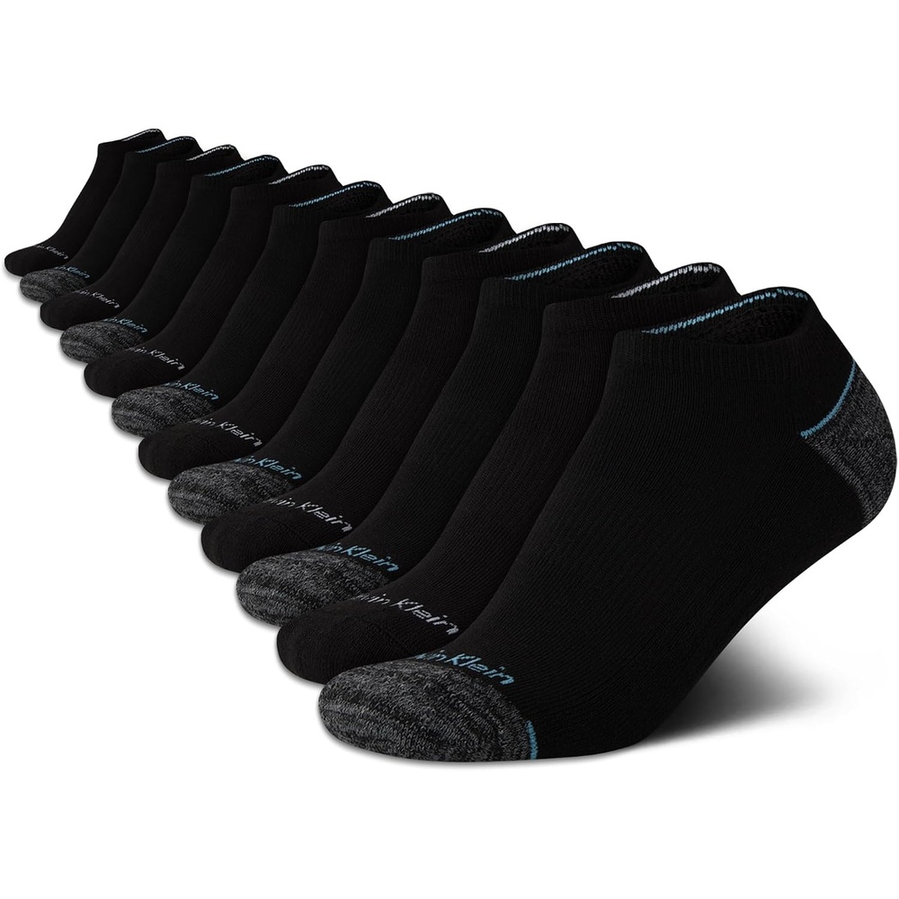 image:imageCalvin Klein Womens No Show Socks  12 Pack Breathable Cushioned Athletic Performance Low Cut Running Socks for WomenBlack Logo