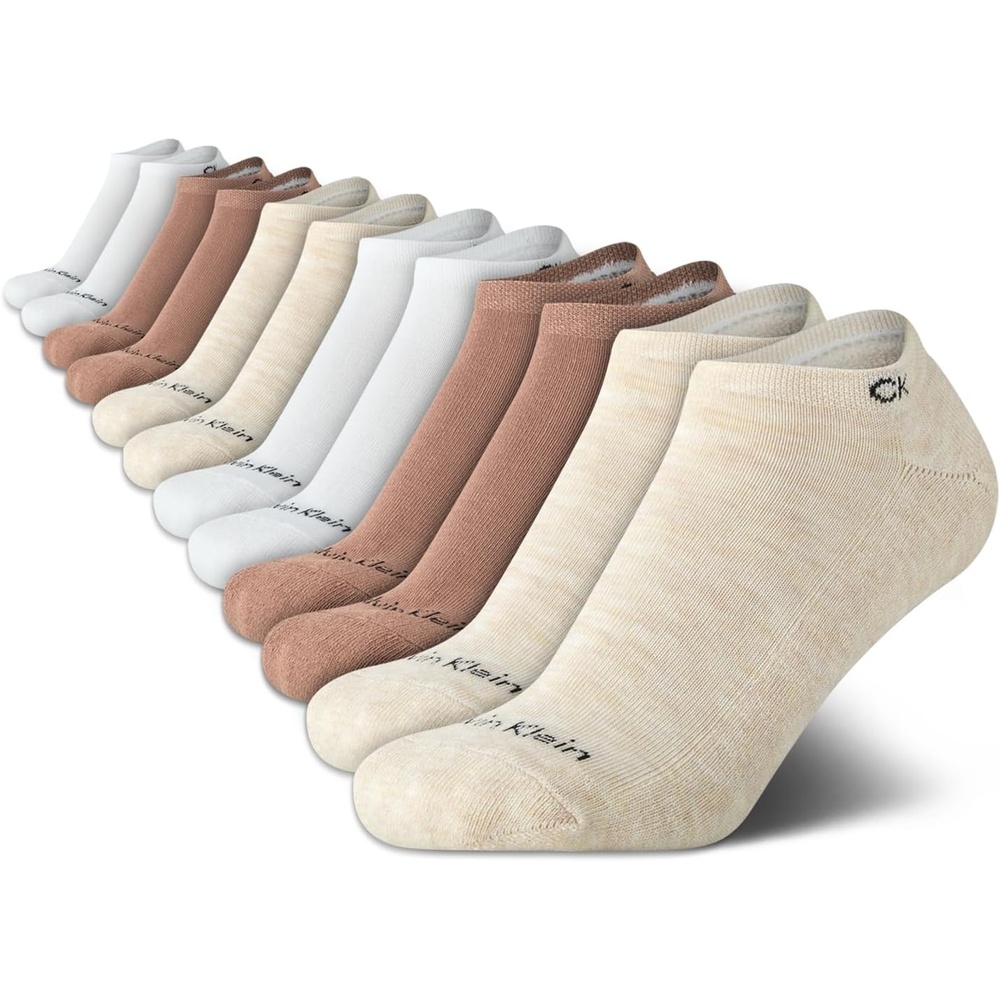 image:imageCalvin Klein Womens No Show Socks  12 Pack Breathable Cushioned Athletic Performance Low Cut Running Socks for WomenNeutral Assorted
